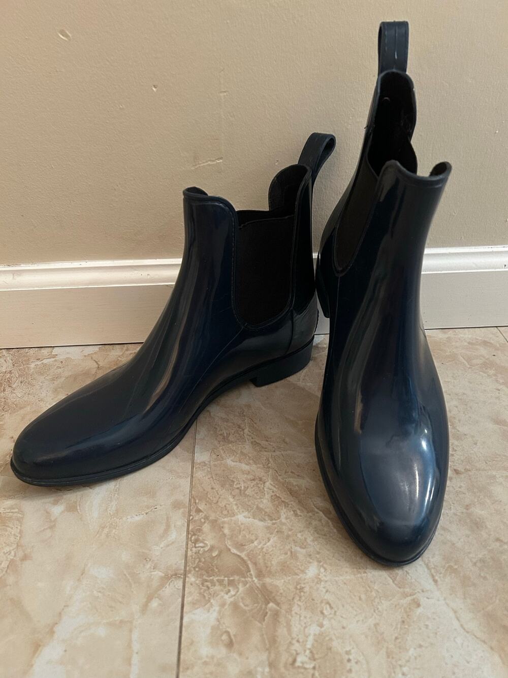 Sam Edelman Tinsley Navy Blue Chelsea Ankle Rain Boots Womens Size 10 Waterproof